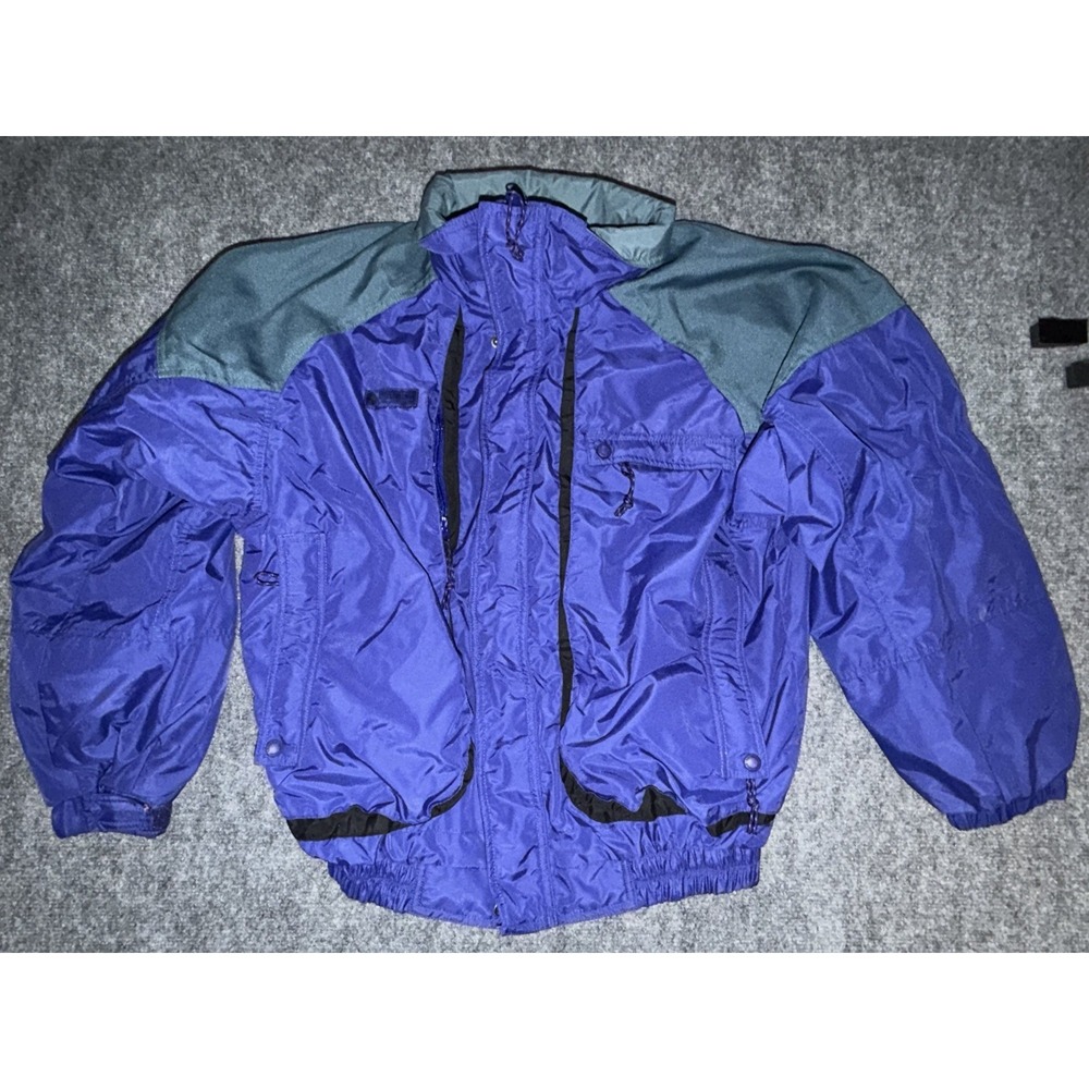 Vintage Columbia Powder Keg ski jacket purple & black mens M inner liner missing